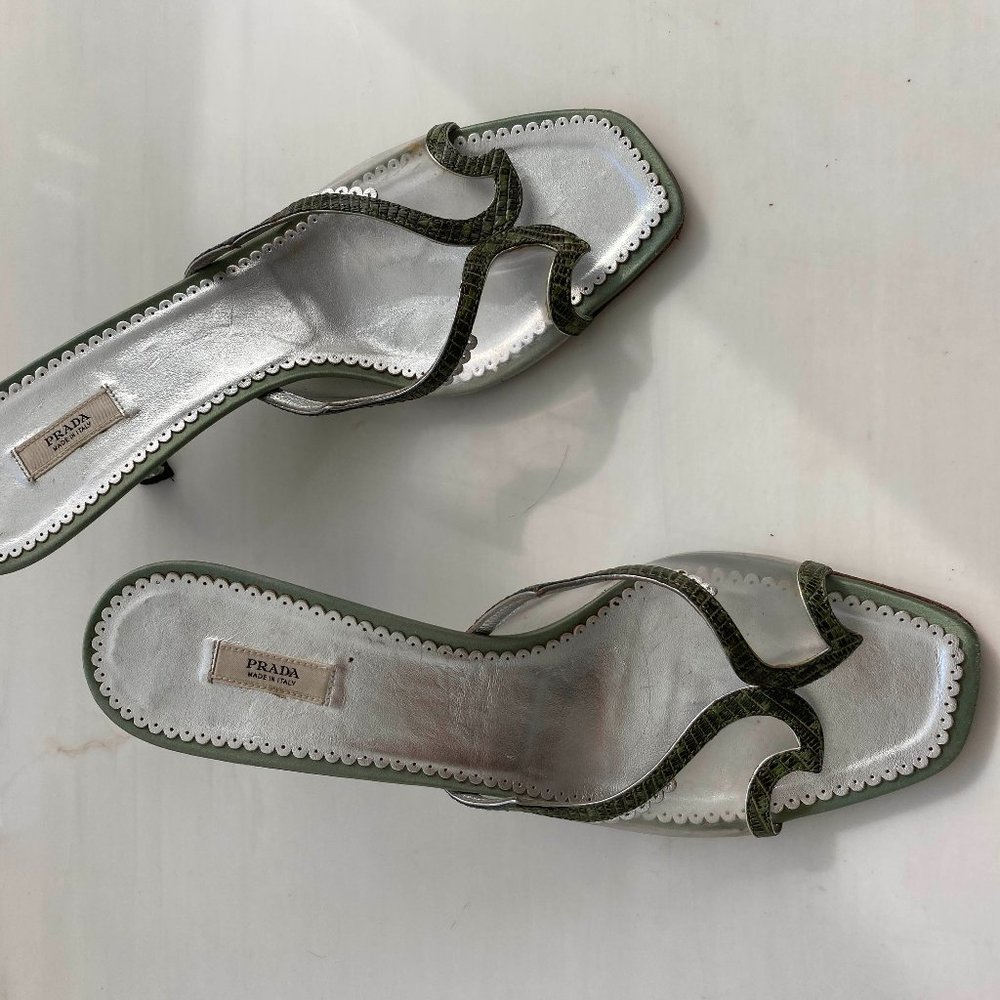 Prada Green Kitten Heels